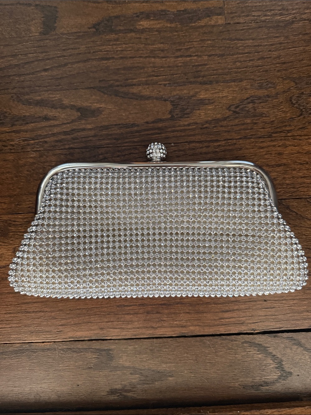 Silver Crystal Mesh Evening Clutch